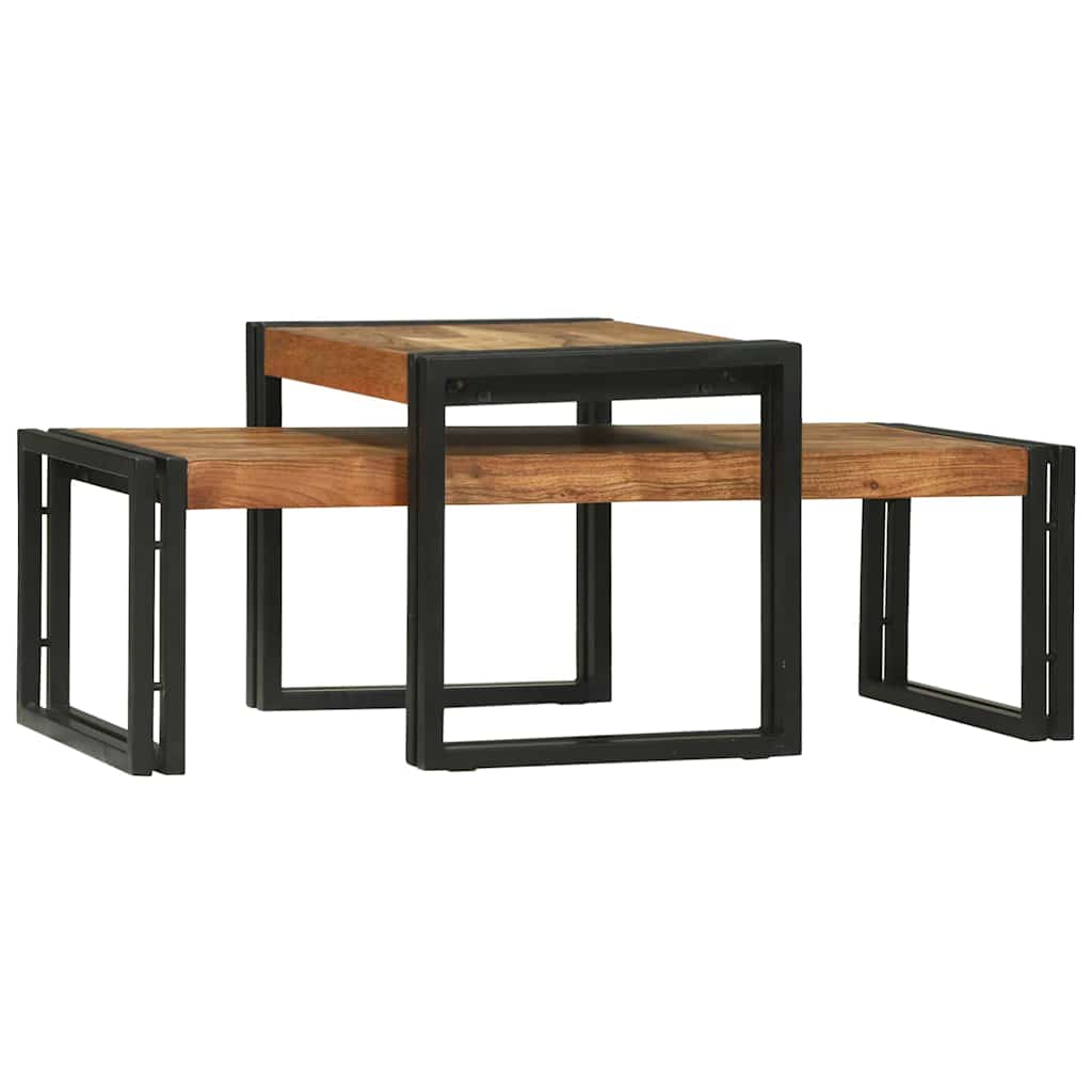 Coffee Table 2 pcs Brown 48 x 40 x 40 cm Solid acacia wood - Bargainia.com - 8721158640086 - 4104722