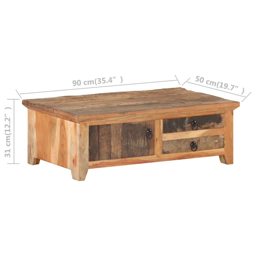 Coffee Table 90x50x31 cm Solid Reclaimed Wood - Bargainia.com - 