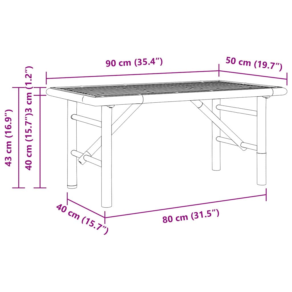 Coffee Table 90x50x43 cm Bamboo - Bargainia.com - 8721158767837 - 4106593