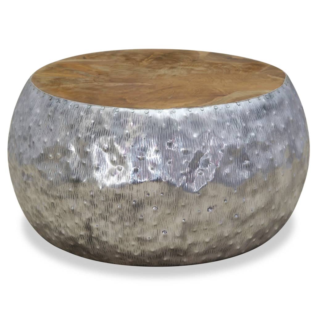 Coffee Table Aluminium Teak 60x60x30 cm - Bargainia.com - 