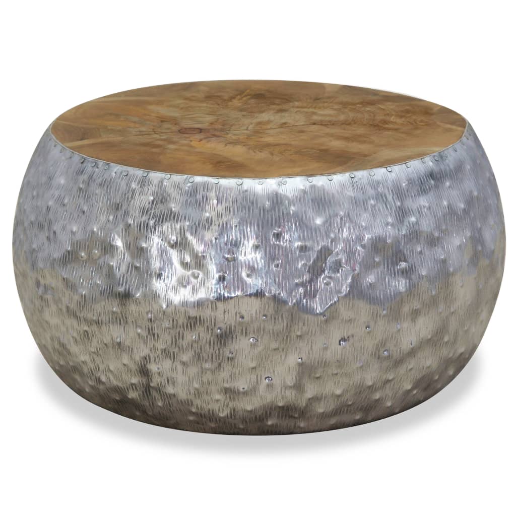 Coffee Table Aluminium Teak 60x60x30 cm - Bargainia.com - 