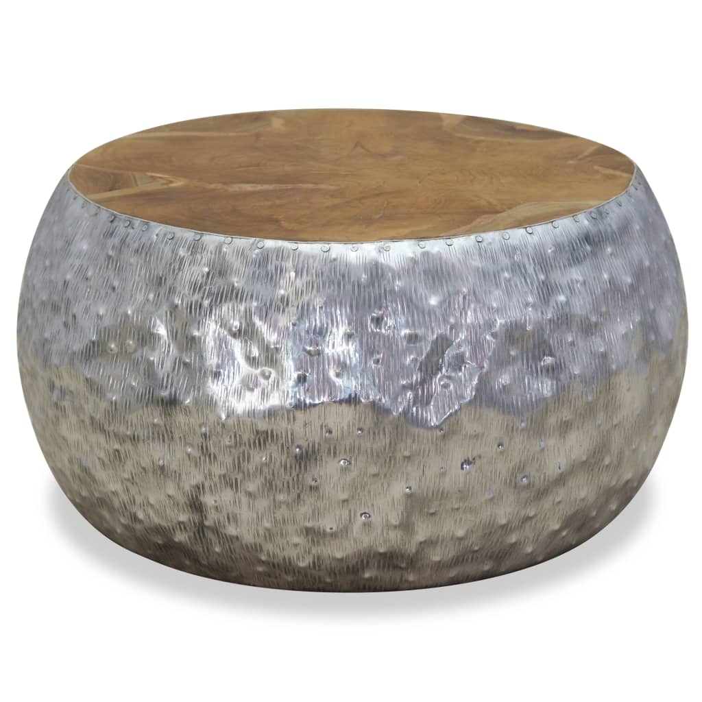 Coffee Table Aluminium Teak 60x60x30 cm - Bargainia.com - 