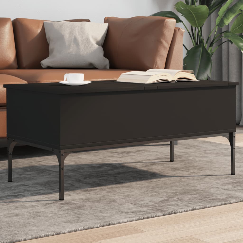 Coffee Table Black 100x50x45 cm Engineered Wood and Metal - Bargainia.com - 