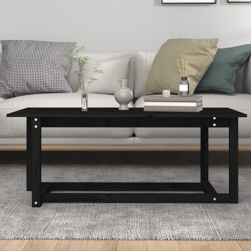 Coffee Table Black 110x55x45 cm Solid Wood Pine - Bargainia.com - 