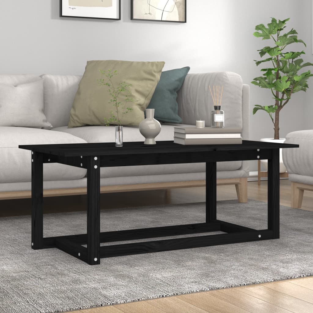 Coffee Table Black 110x55x45 cm Solid Wood Pine - Bargainia.com - 