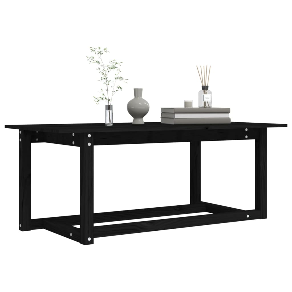 Coffee Table Black 110x55x45 cm Solid Wood Pine - Bargainia.com - 