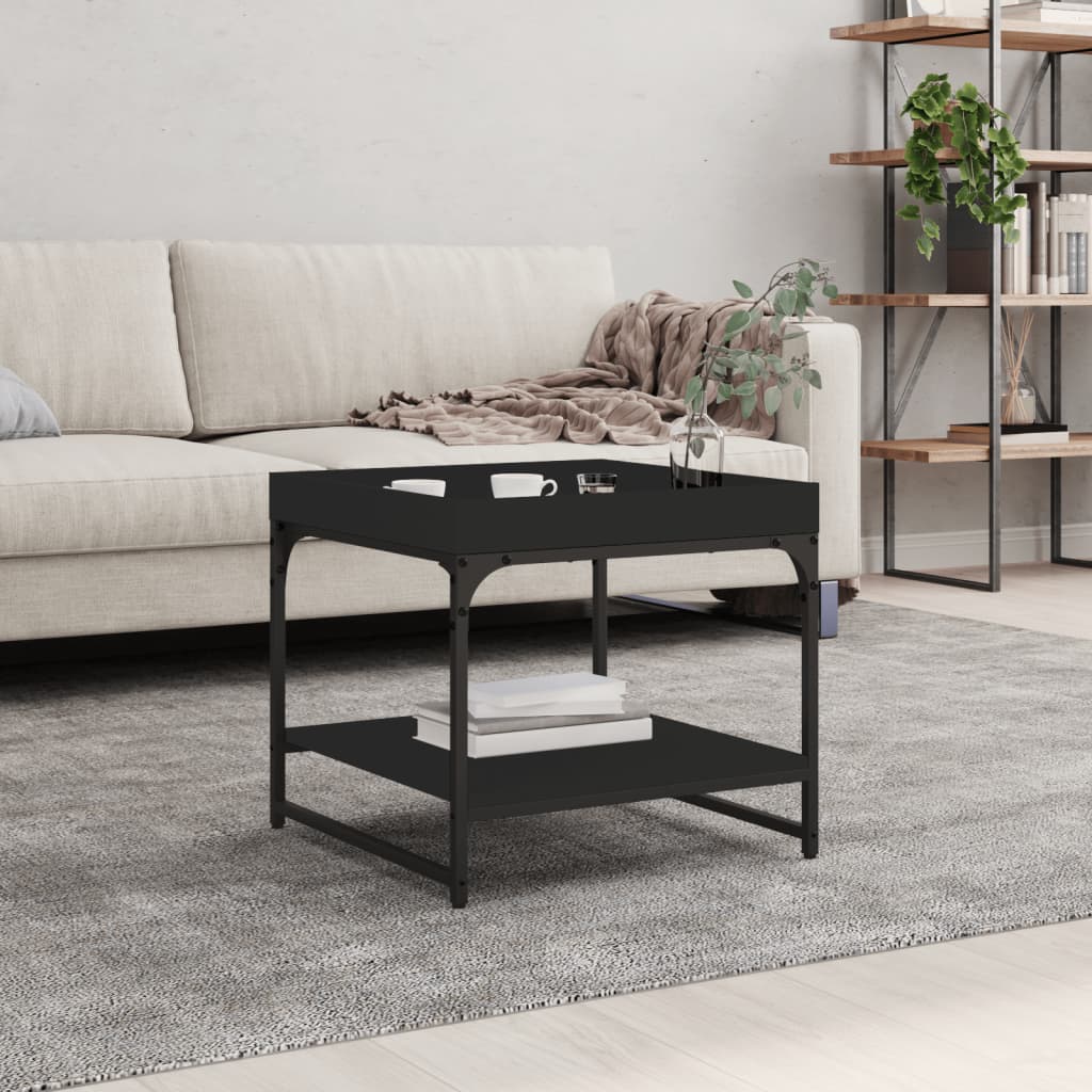 Coffee Table Black 49.5x49.5x45 cm Engineered Wood - Bargainia.com - 