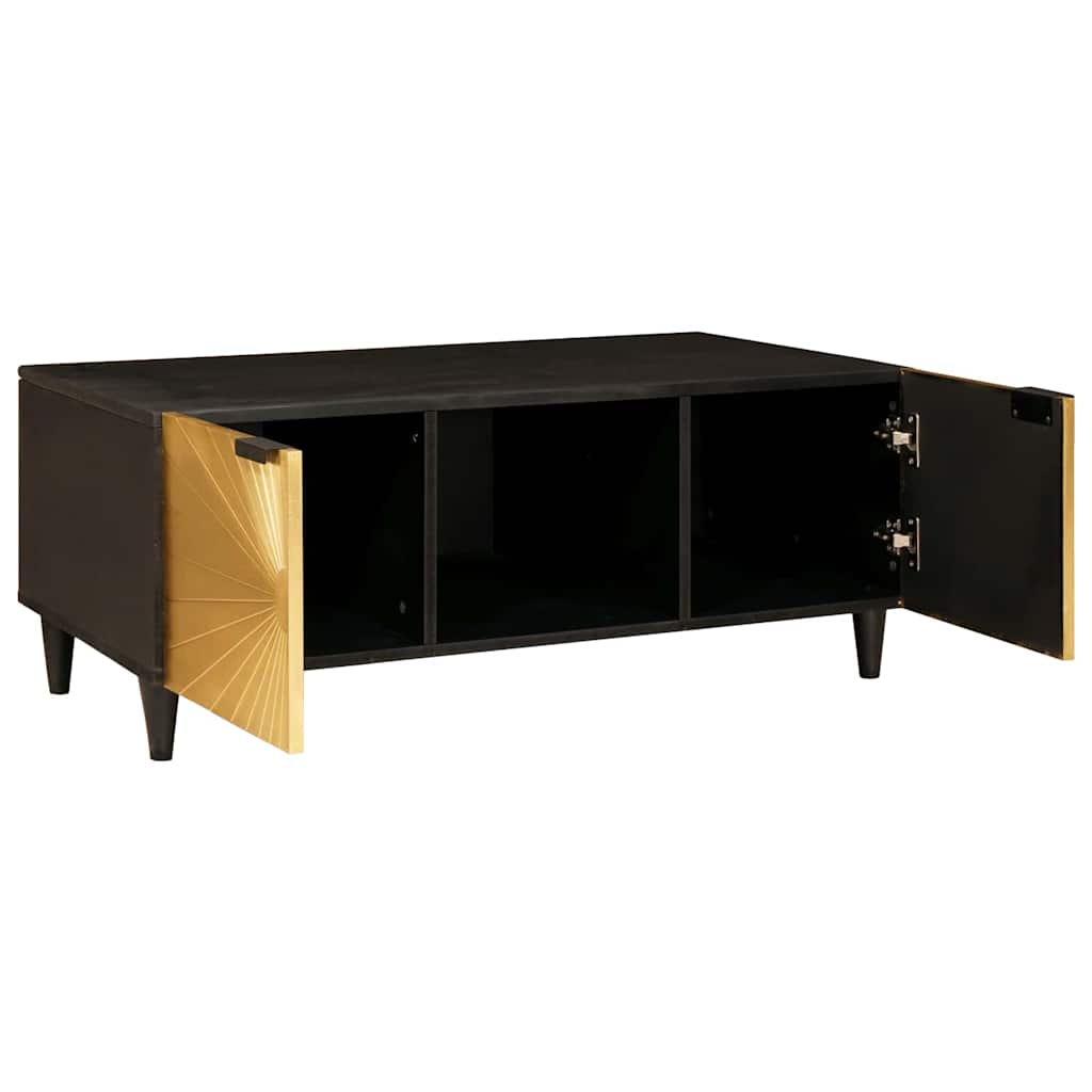 Coffee Table Black and Gold 100 x 54 x 40 cm Solid mango wood - Bargainia.com - 