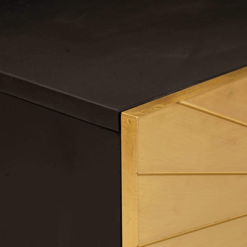 Coffee Table Black and Gold 100 x 54 x 40 cm Solid mango wood - Bargainia.com - 