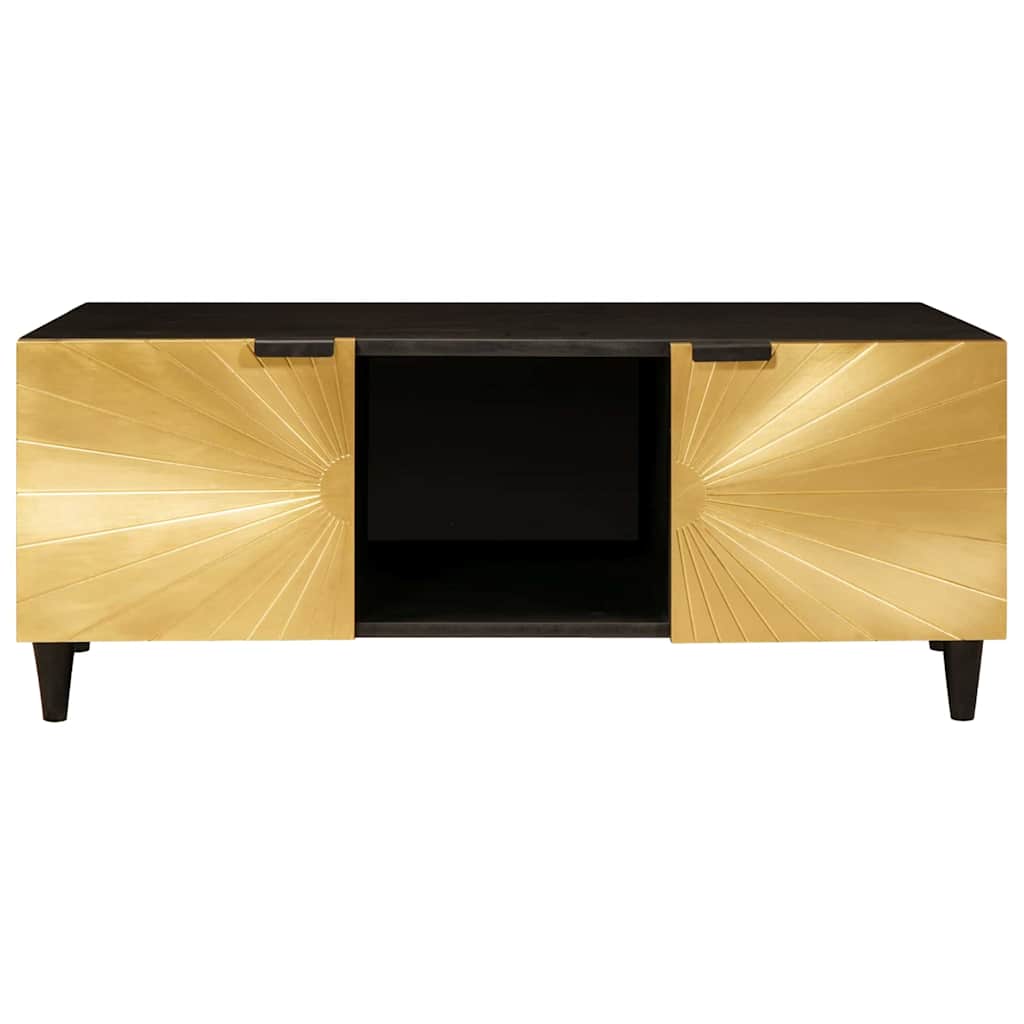 Coffee Table Black and Gold 100 x 54 x 40 cm Solid mango wood - Bargainia.com - 