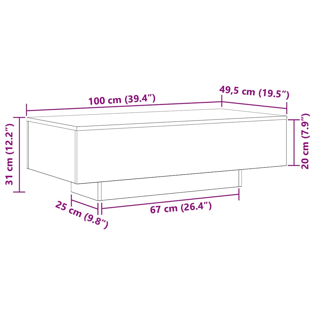 Coffee Table Black oak 100 x 49.5 x 31 cm Engineered wood - Bargainia.com - 8721158769732 - 862573
