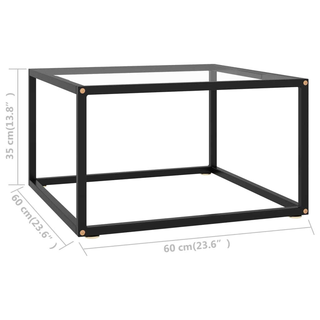Coffee Table Black with Tempered Glass 60x60x35 cm - Bargainia.com - 8720286057995 - 322871