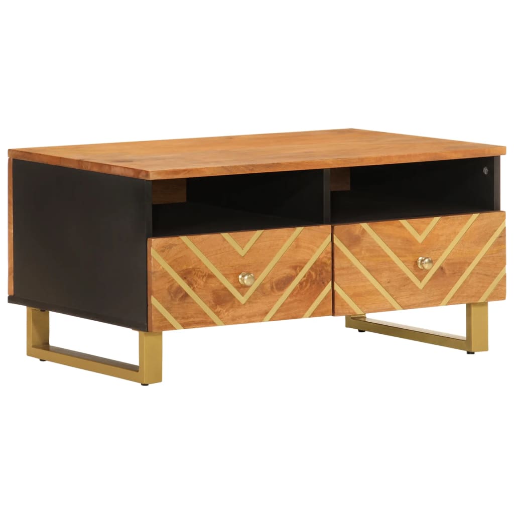 Coffee Table Brown and Black 80x54x40 cm Solid Wood Mango - Bargainia.com - 