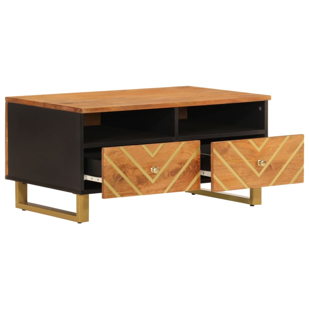 Coffee Table Brown and Black 80x54x40 cm Solid Wood Mango - Bargainia.com - 8720845422141 - 356796