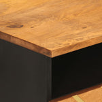 Coffee Table Brown and Black 80x54x40 cm Solid Wood Mango - Bargainia.com - 