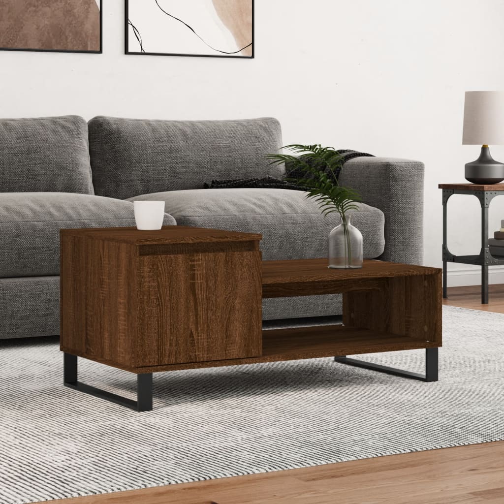 Coffee Table Brown Oak 100x50x45 cm Engineered Wood - Bargainia.com - 
