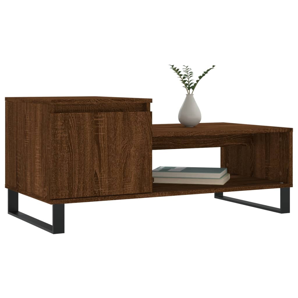Coffee Table Brown Oak 100x50x45 cm Engineered Wood - Bargainia.com - 