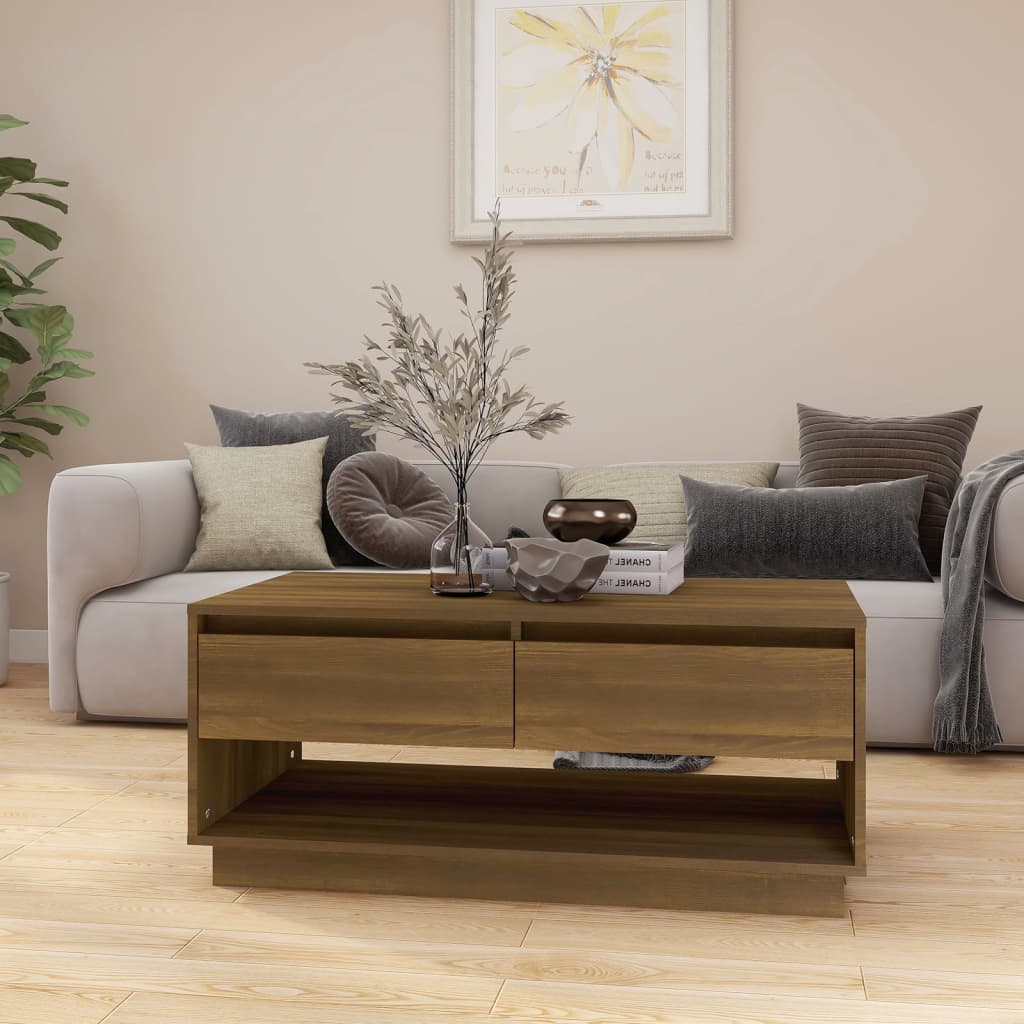 Coffee Table Brown Oak 102.5x55x44 cm Engineered Wood - Bargainia.com - 