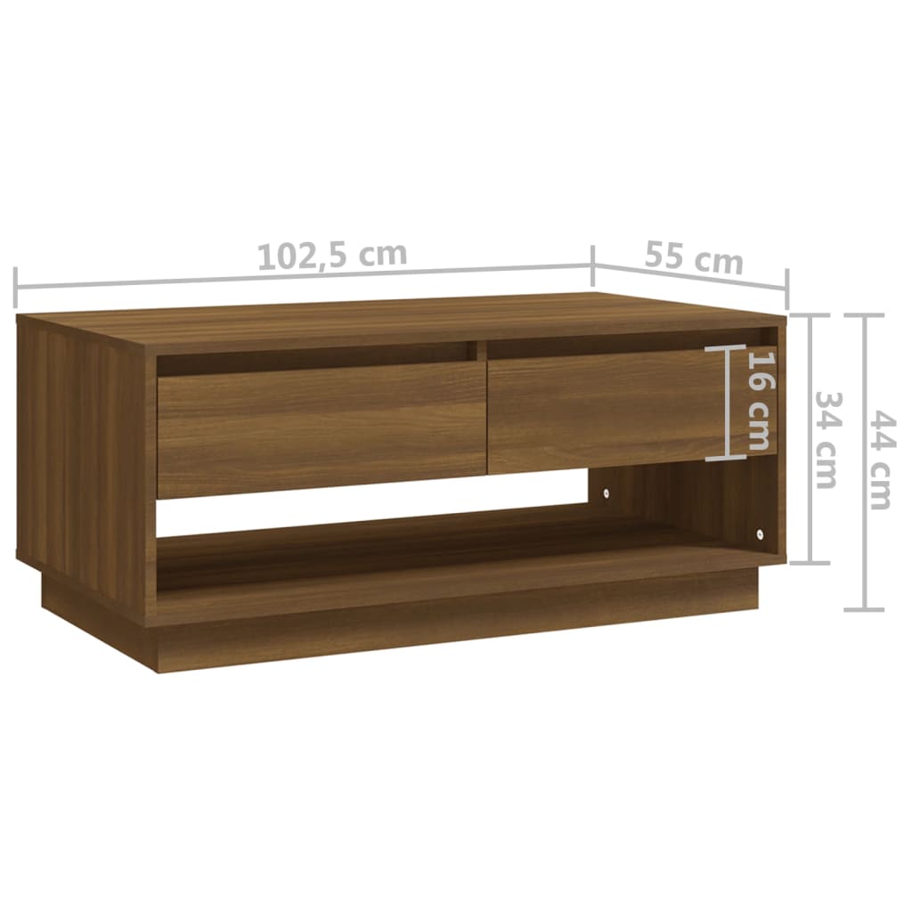 Coffee Table Brown Oak 102.5x55x44 cm Engineered Wood - Bargainia.com - 