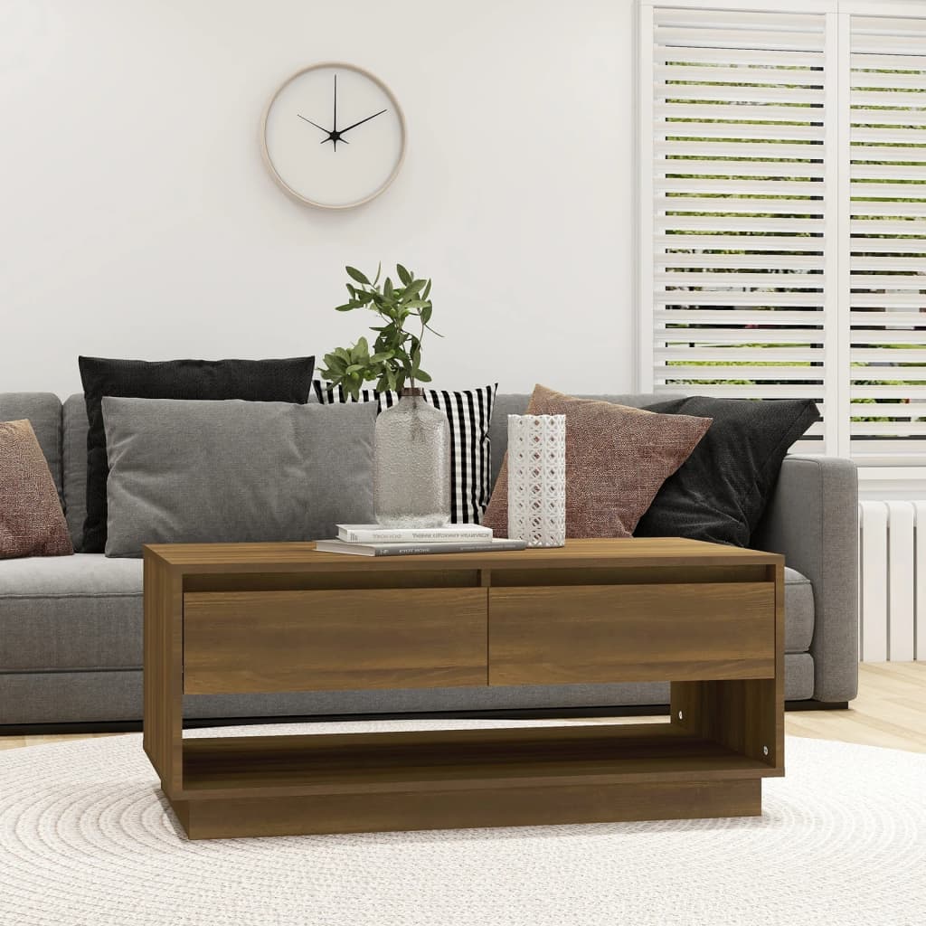 Coffee Table Brown Oak 102.5x55x44 cm Engineered Wood - Bargainia.com - 