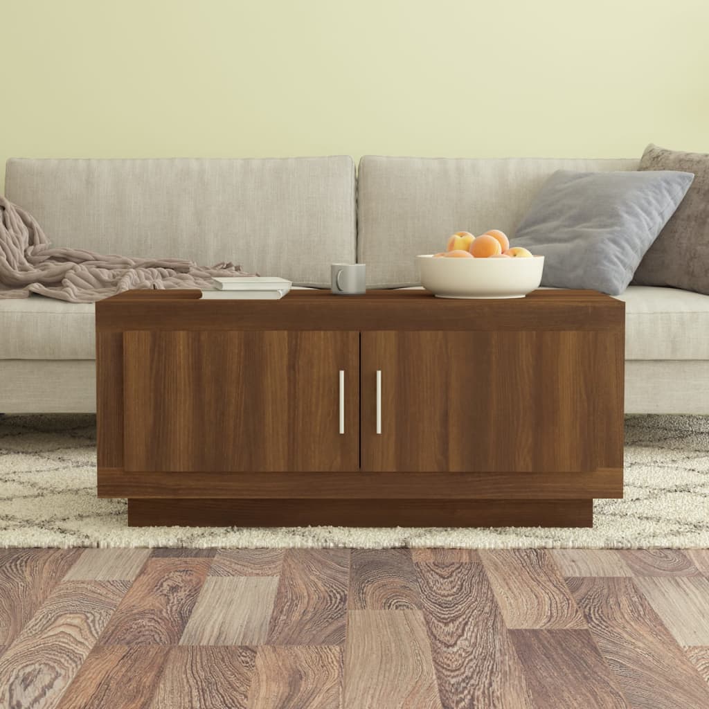 Coffee Table Brown Oak 102x50x45 cm Engineered Wood - Bargainia.com - 