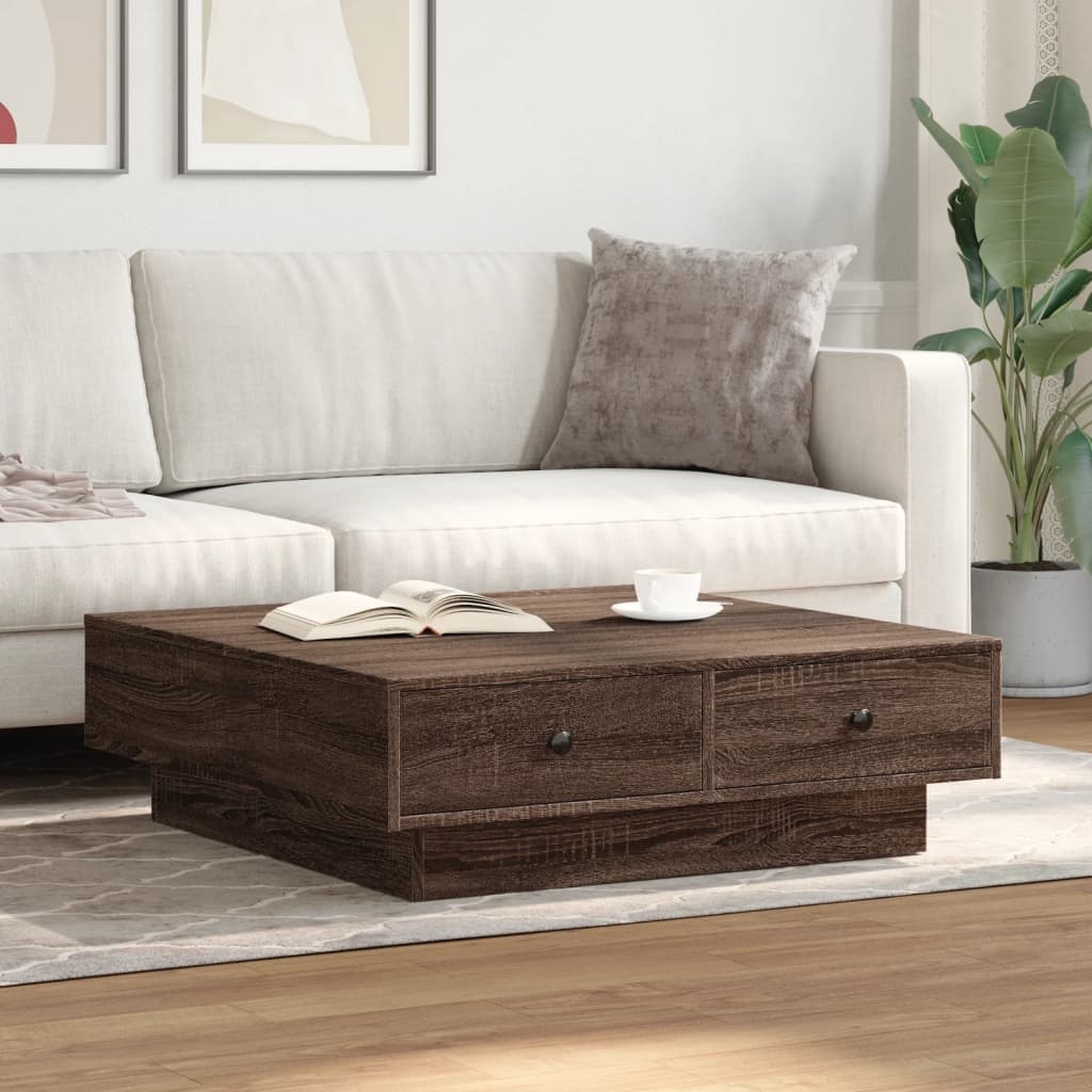 Coffee Table Brown oak 90x90x28 cm Engineered Wood - Bargainia.com - 
