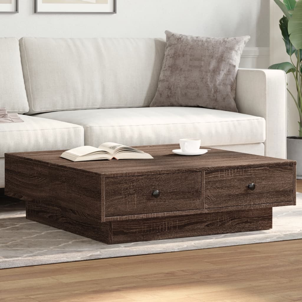 Coffee Table Brown oak 90x90x28 cm Engineered Wood - Bargainia.com - 
