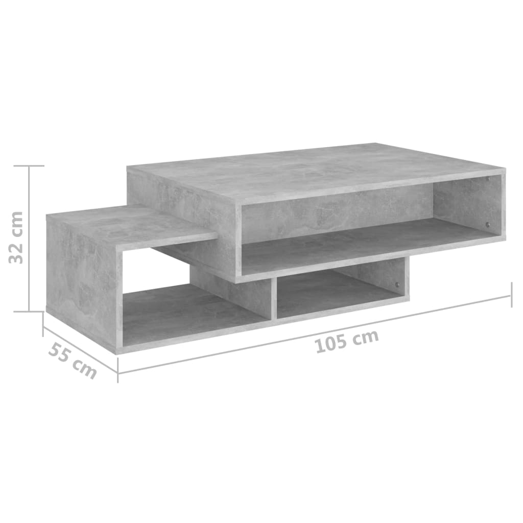 Coffee Table Concrete Grey 105x55x32 cm Engineered Wood - Bargainia.com - 