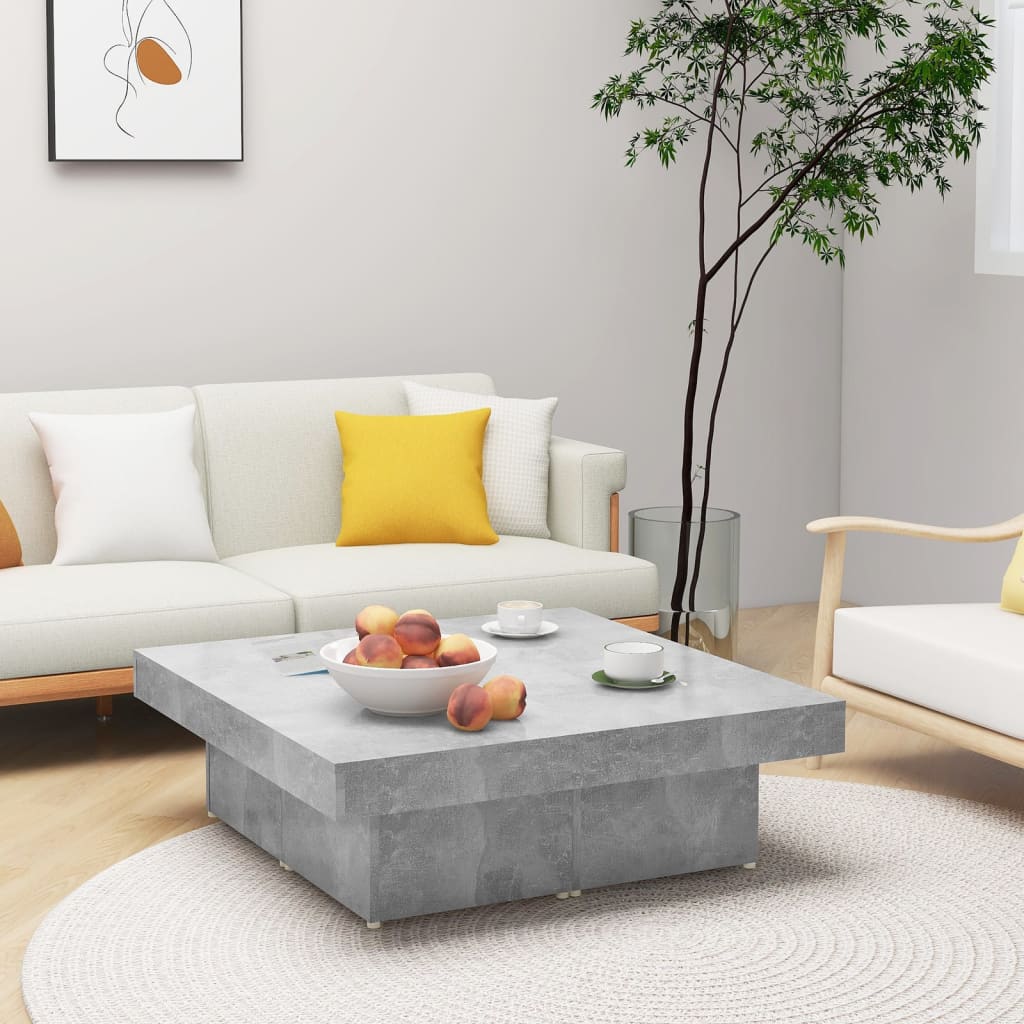Coffee Table Concrete Grey 90x90x28 cm Engineered Wood - Bargainia.com - 