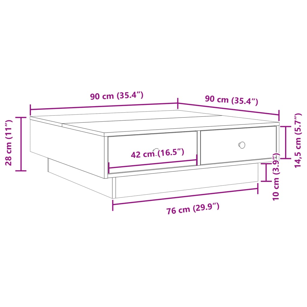 Coffee Table Concrete Grey 90x90x28 cm Engineered Wood - Bargainia.com - 
