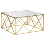 Coffee Table Gold Stainless Steel and Tempered Glass - Bargainia.com - 