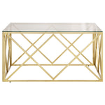 Coffee Table Gold Stainless Steel and Tempered Glass - Bargainia.com - 