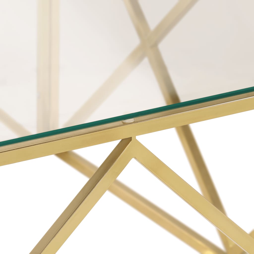 Coffee Table Gold Stainless Steel and Tempered Glass - Bargainia.com - 