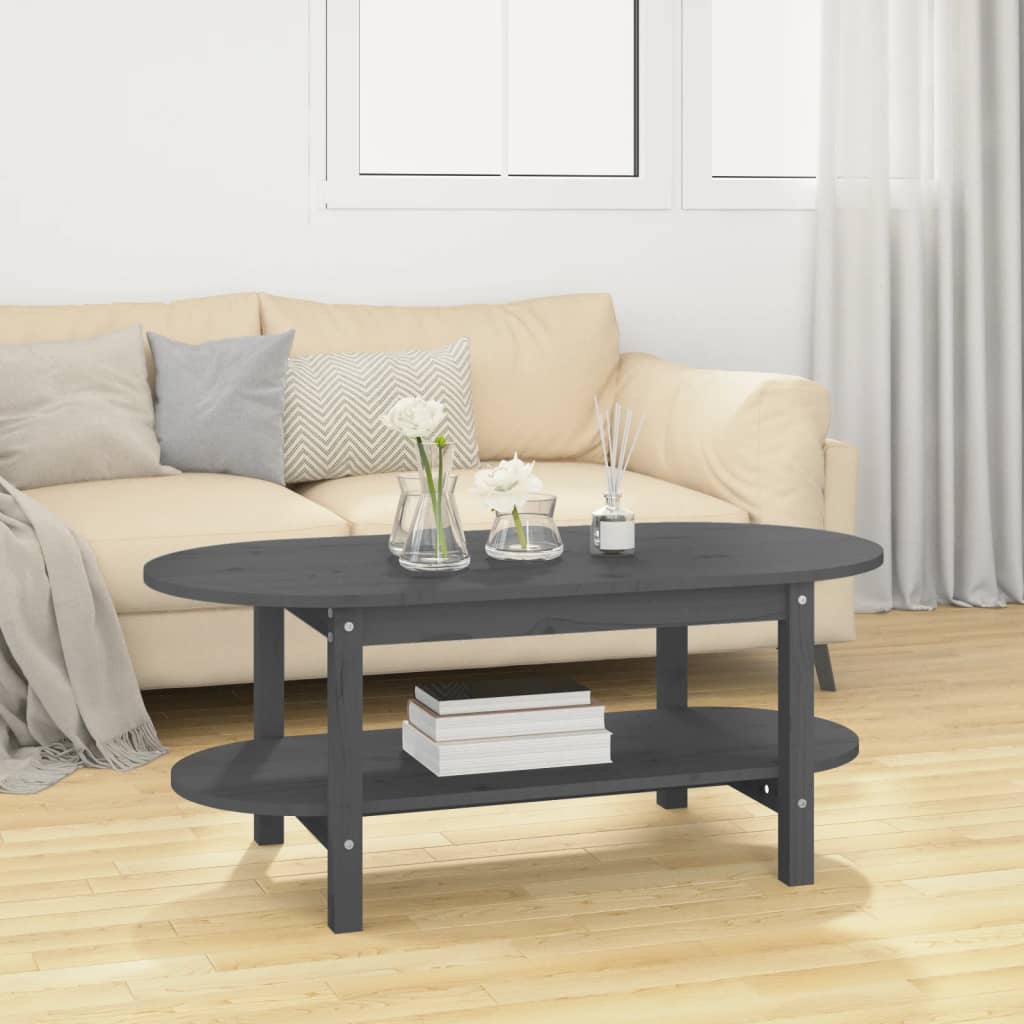 Coffee Table Grey 110x55x45 cm Solid Wood Pine - Bargainia.com - 