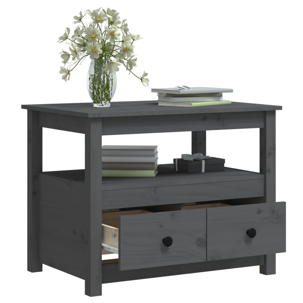 Coffee Table Grey 71x49x55 cm Solid Wood Pine - Bargainia.com - 