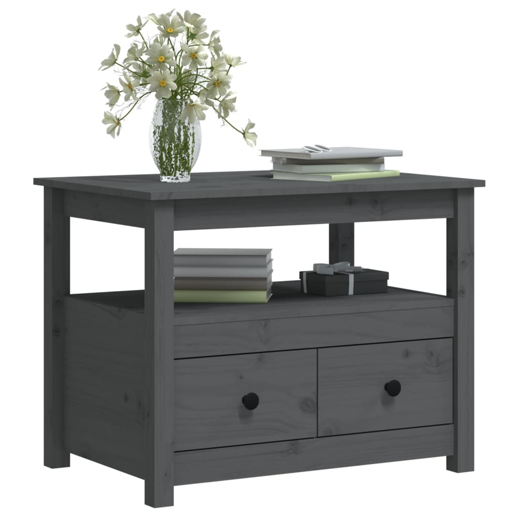 Coffee Table Grey 71x49x55 cm Solid Wood Pine - Bargainia.com - 