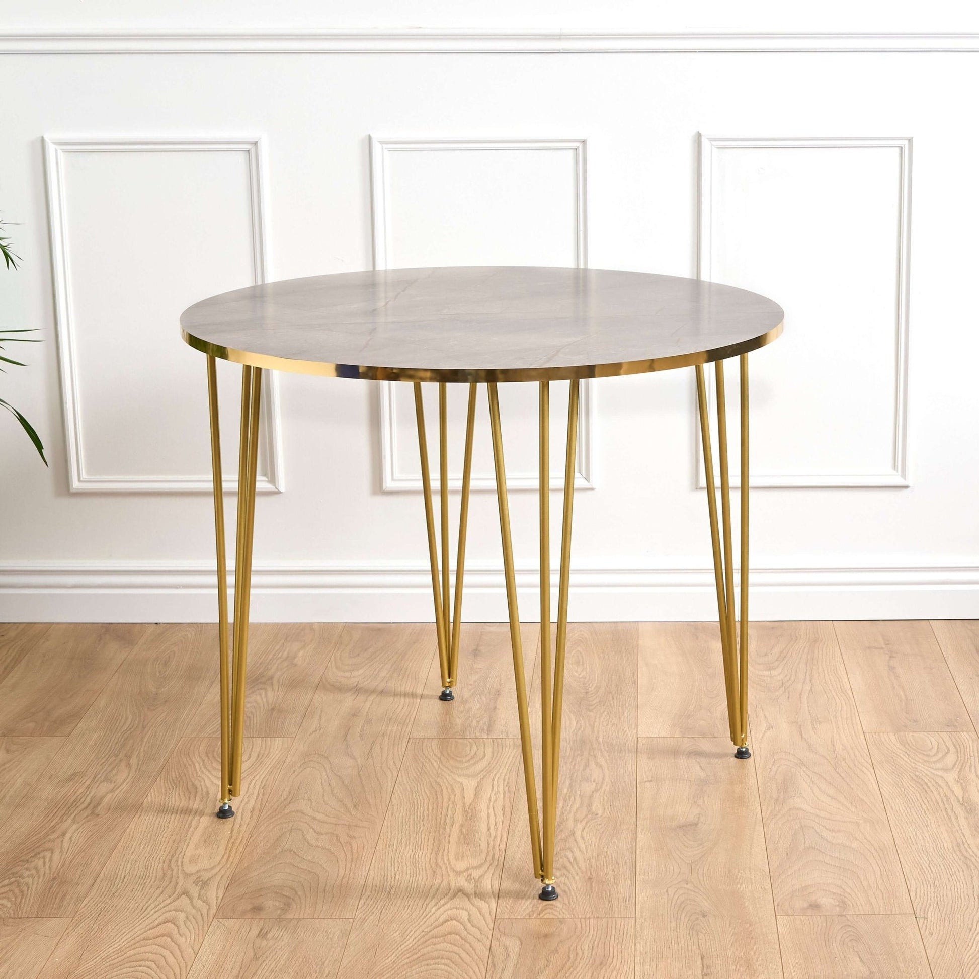 Coffee Table Grey Marble & Gold Effect Hair Pin Legs 90cm Clearance
