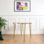 Coffee Table Grey Marble & Gold Effect Hair Pin Legs 90cm - Bargainia.com - 