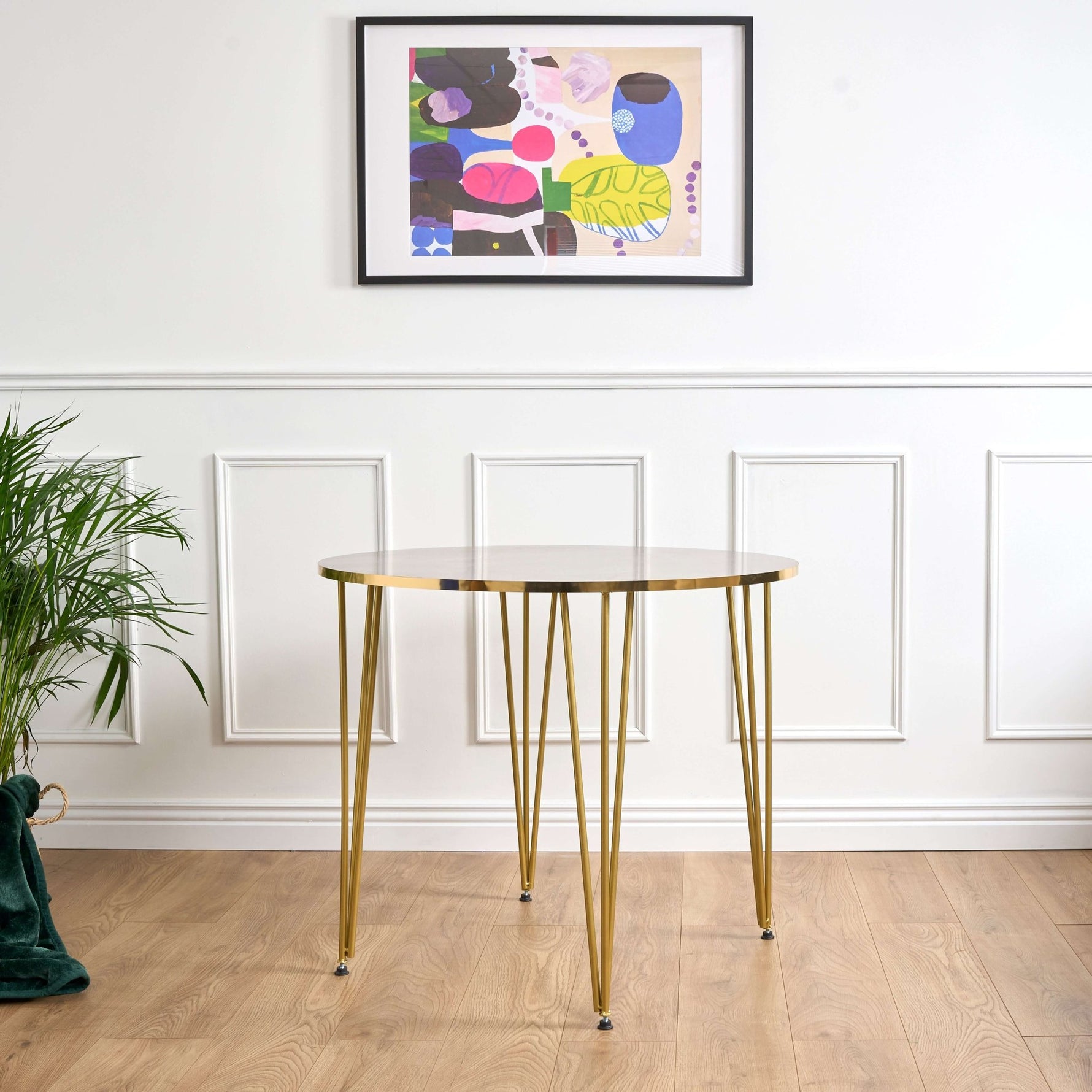 Coffee Table Grey Marble & Gold Effect Hair Pin Legs 90cm - Bargainia.com - 