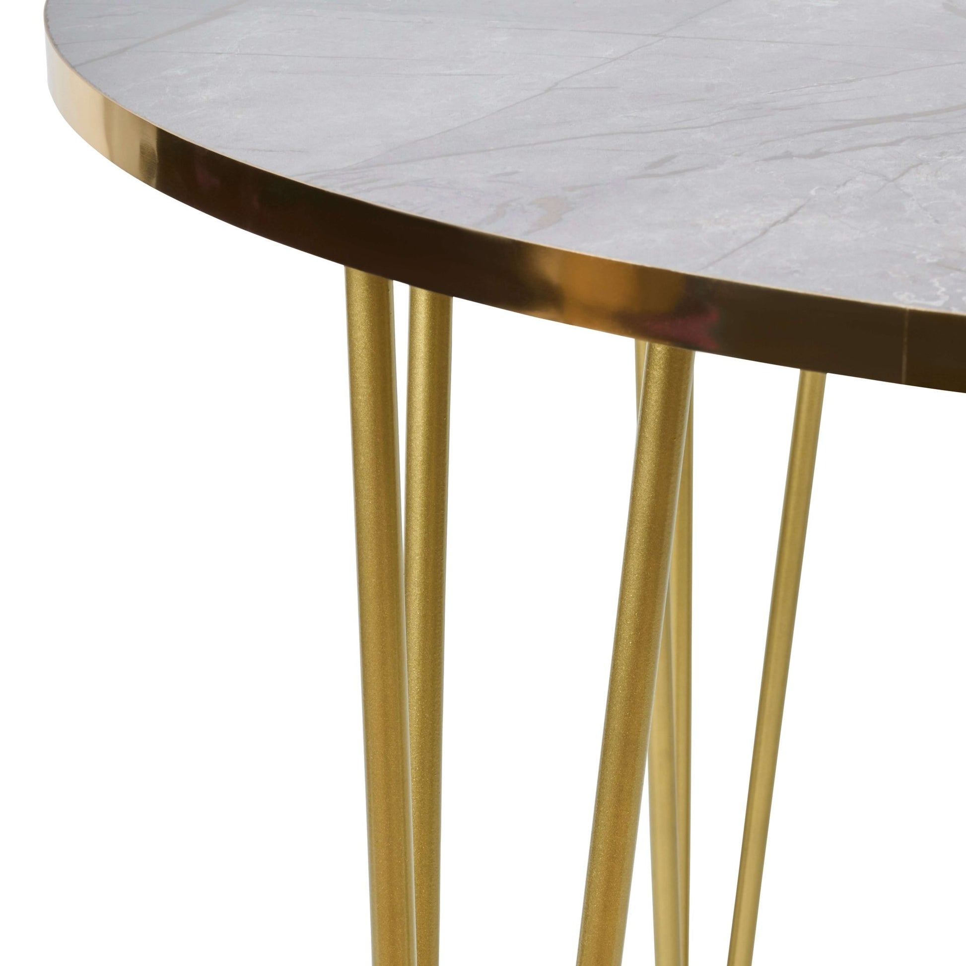 Coffee Table Grey Marble & Gold Effect Hair Pin Legs 90cm Clearance