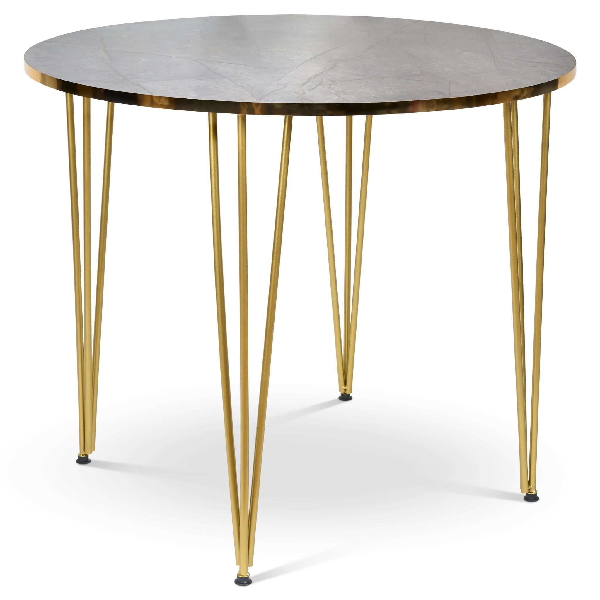 Coffee Table Grey Marble & Gold Effect Hair Pin Legs 90cm Clearance