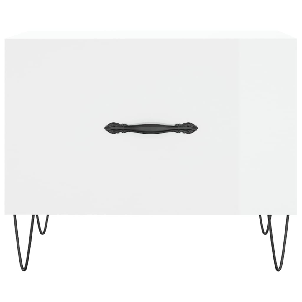 Coffee Table High Gloss White 50x50x40 cm Engineered Wood - Bargainia.com - 