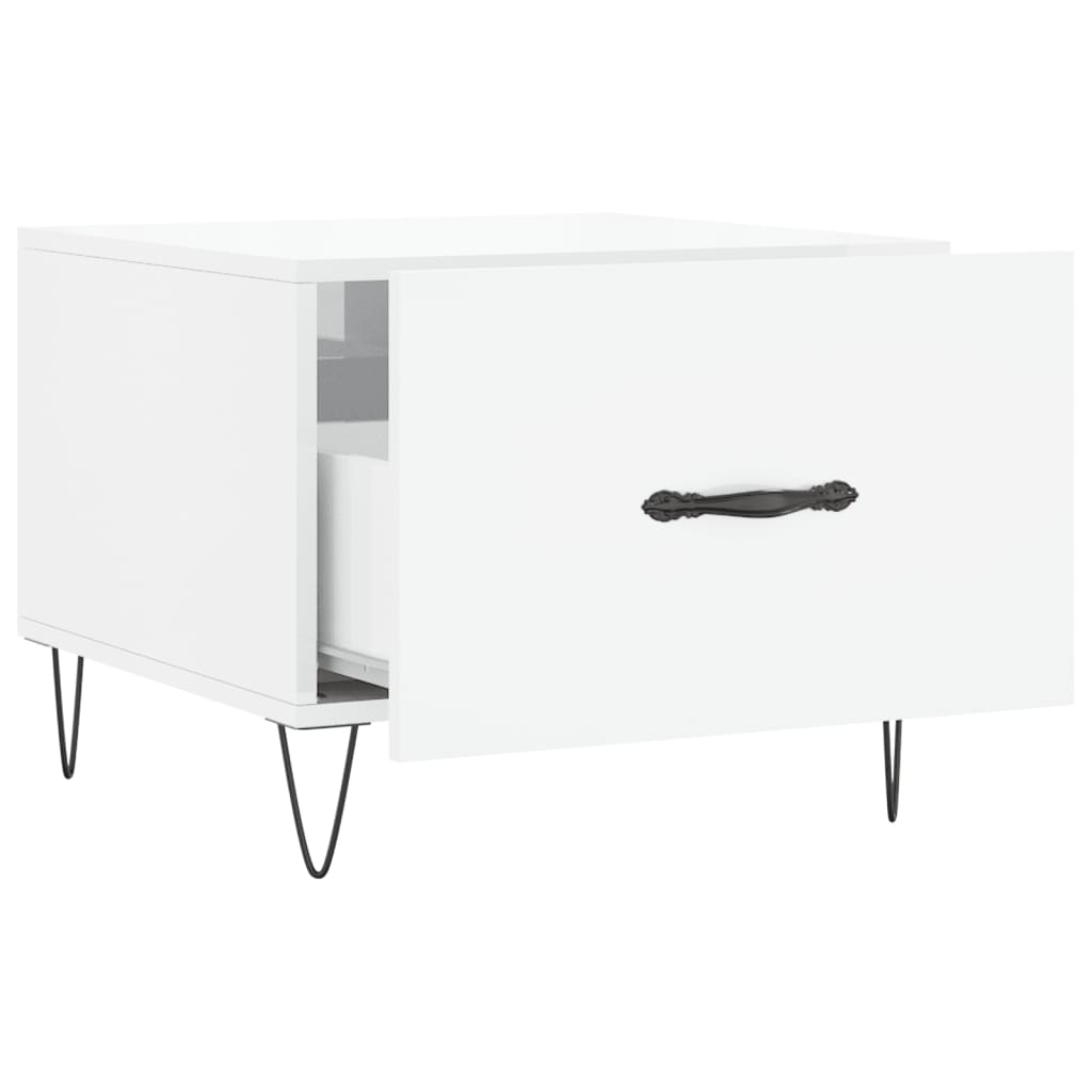 Coffee Table High Gloss White 50x50x40 cm Engineered Wood - Bargainia.com - 