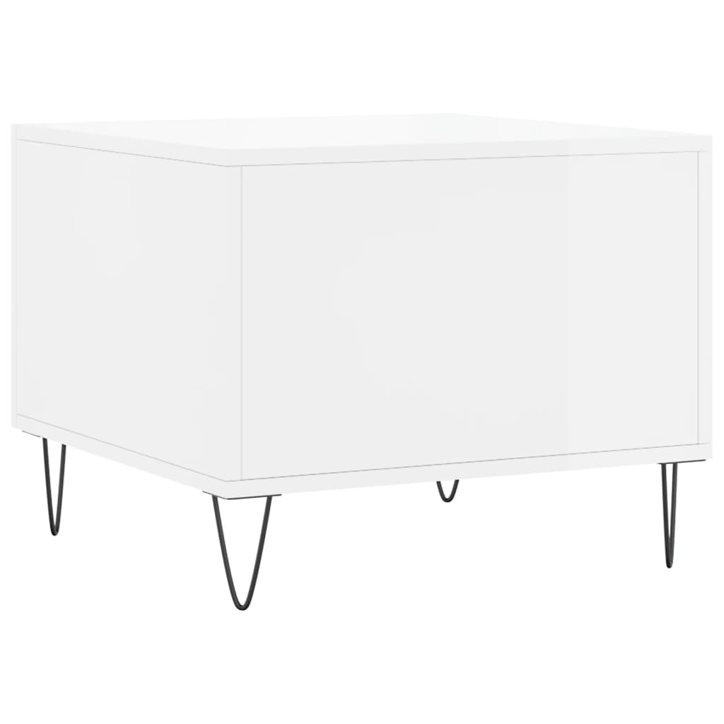 Coffee Table High Gloss White 50x50x40 cm Engineered Wood - Bargainia.com - 