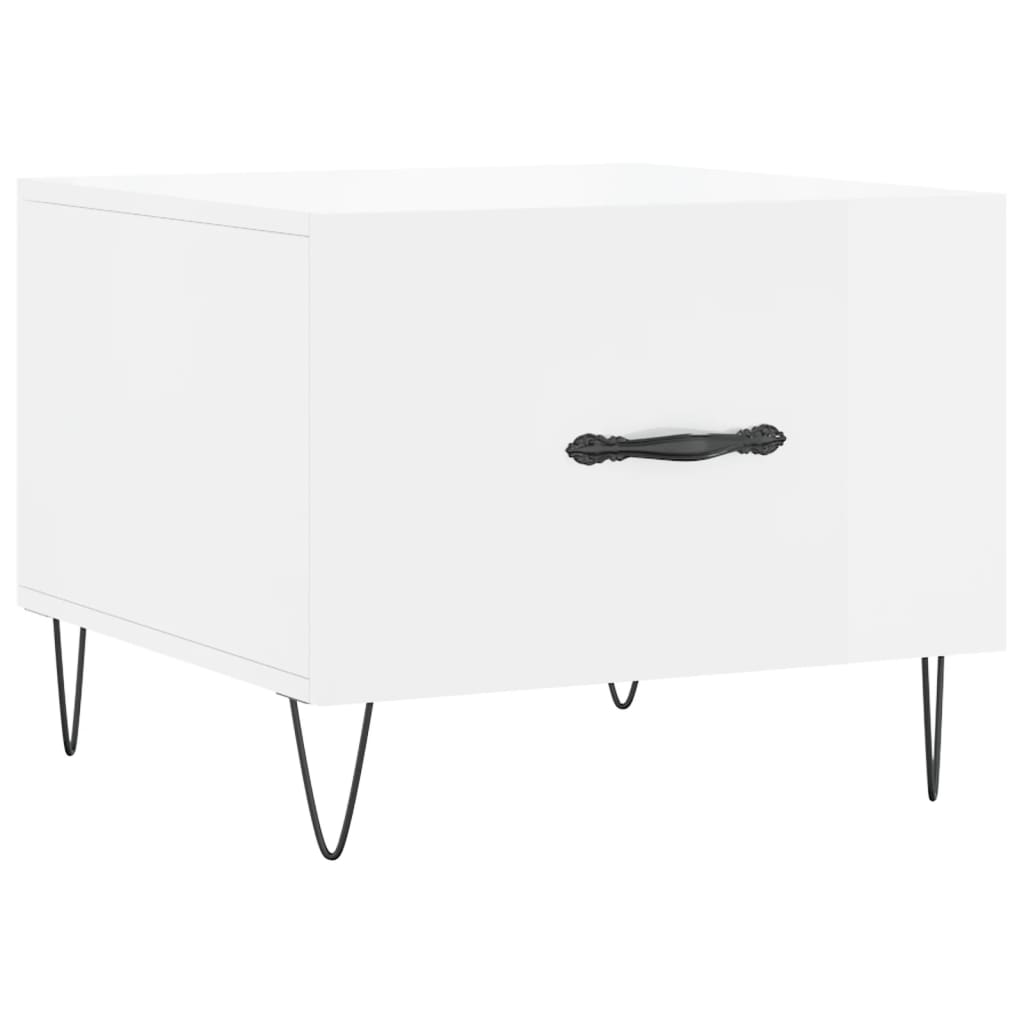 Coffee Table High Gloss White 50x50x40 cm Engineered Wood - Bargainia.com - 
