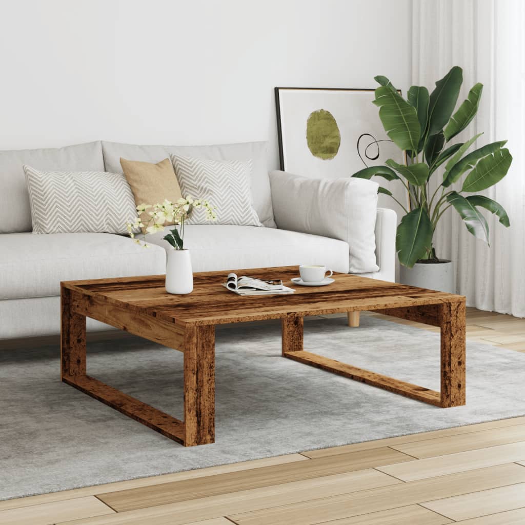 Coffee Table Old Wood 100x100x35 cm Engineered Wood - Bargainia.com - 