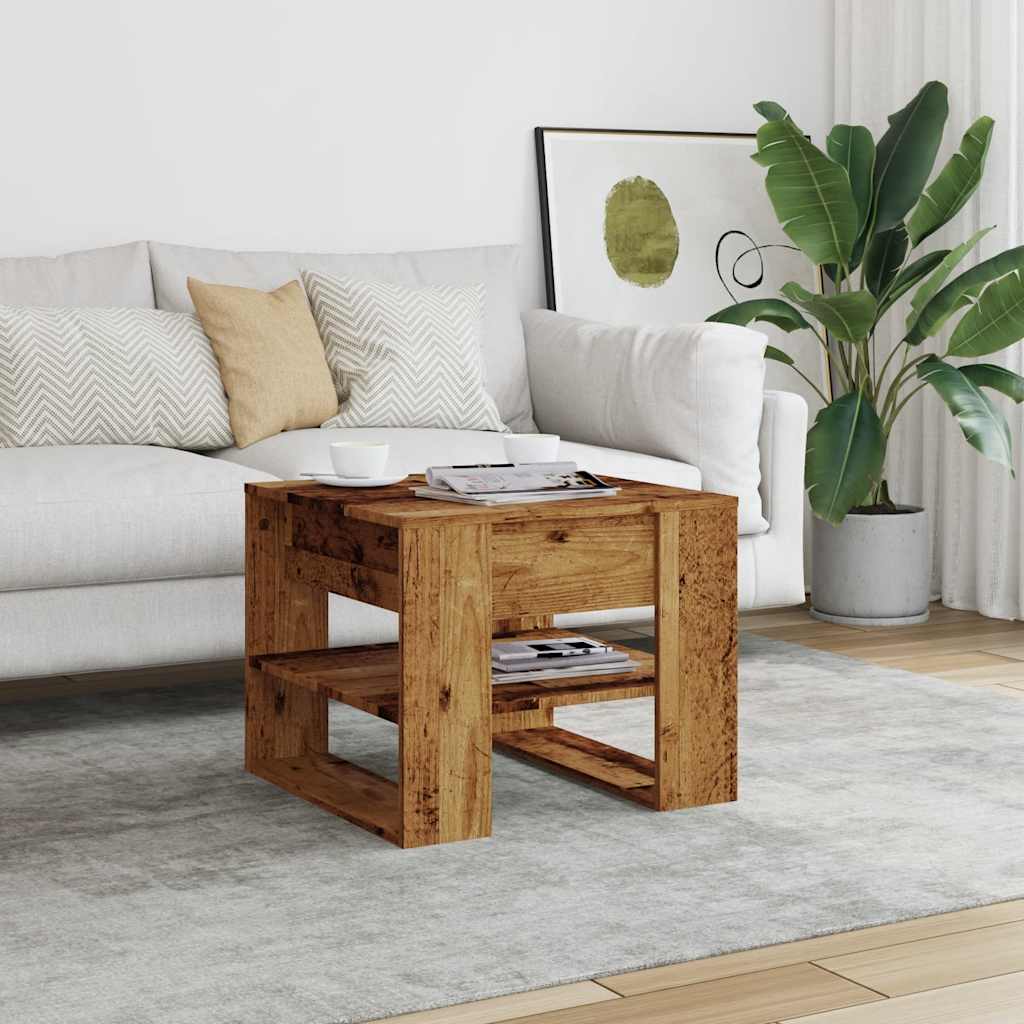 Coffee Table Old Wood 55.5x55x45 cm Engineered Wood - Bargainia.com - 