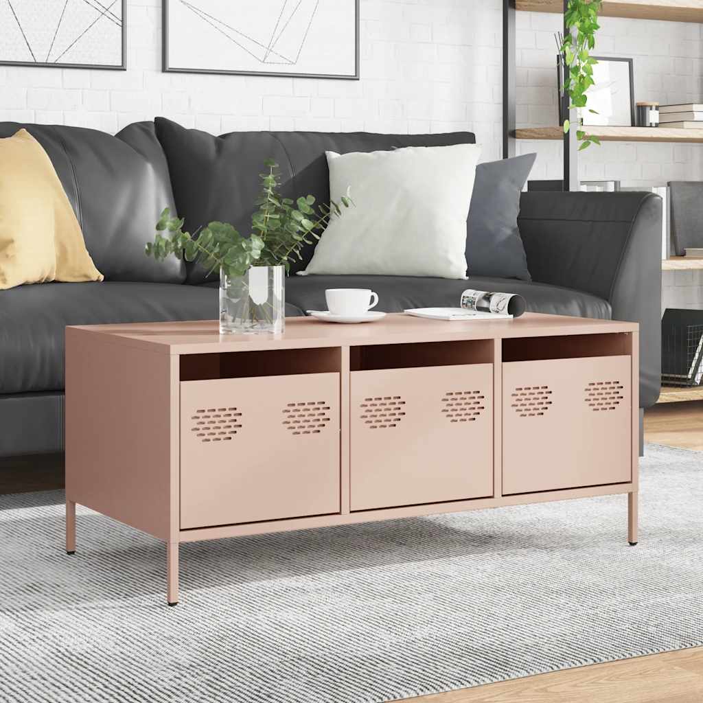 Coffee Table Pink 101.5x50x43.5 cm Cold - rolled Steel - Bargainia.com - 