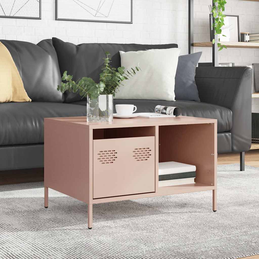 Coffee Table Pink 68.5x50x43.5 cm Cold - rolled Steel - Bargainia.com - 