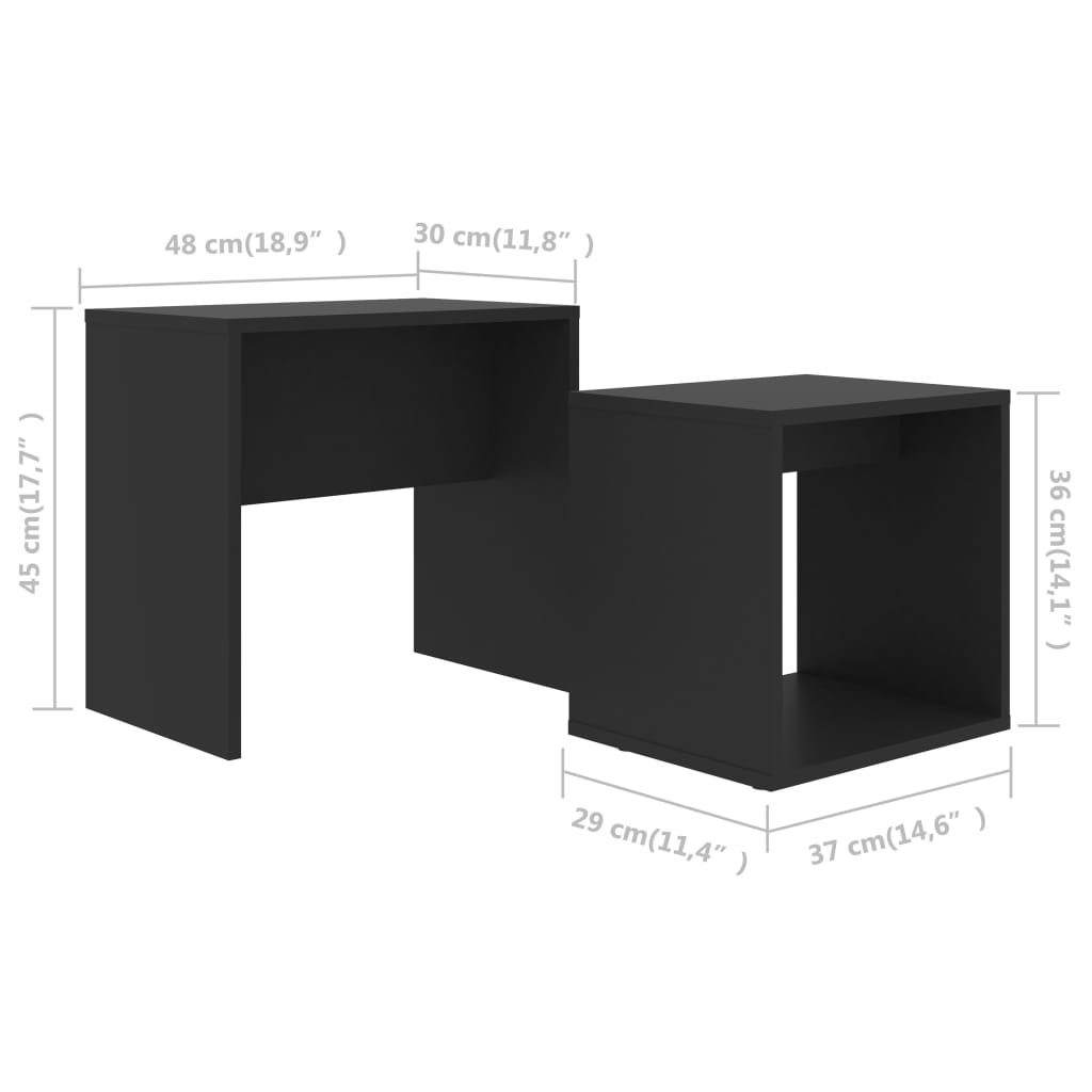 Coffee Table Set Black 48x30x45 cm Engineered Wood - Bargainia.com - 